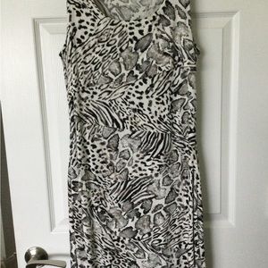 Animal Print Black Ivory and Grey Sleeveless Dress size 12 New with Tags